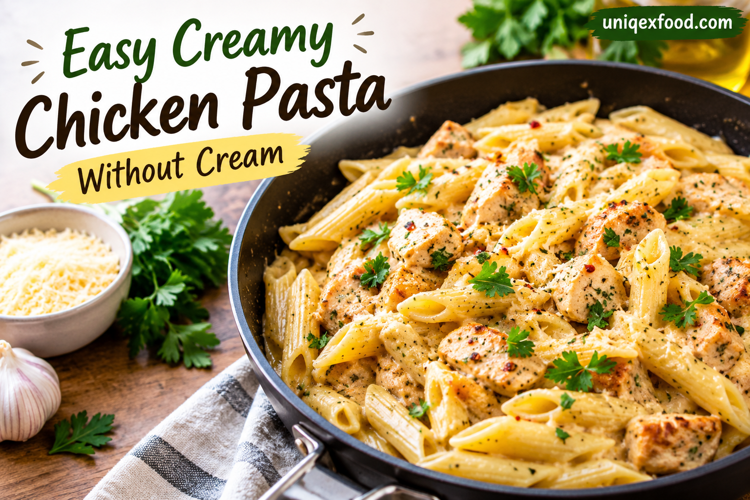 Easy Creamy Chicken Pasta Without Cream – A Quick and Delicious Homemade Recipe