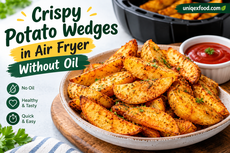 Crispy Potato Wedges in Air Fryer Without Oil – Easy, Healthy & Delicious