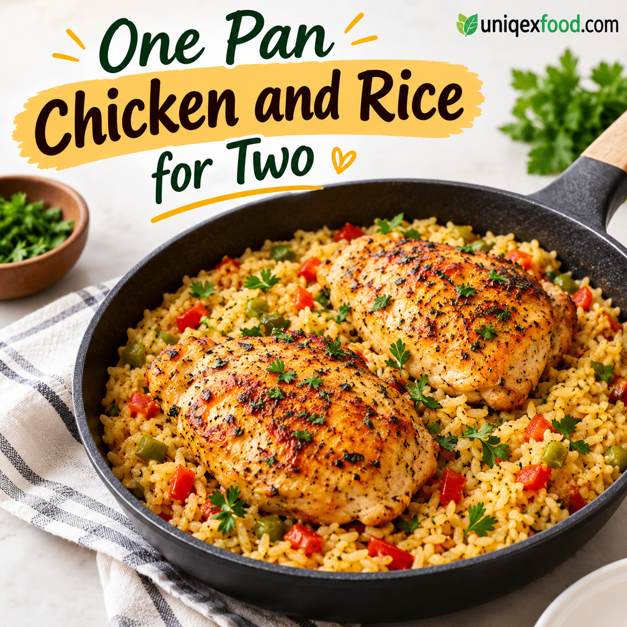 One Pan Chicken and Rice for Two – Easy, Flavorful, and Perfect for a Cozy Dinner